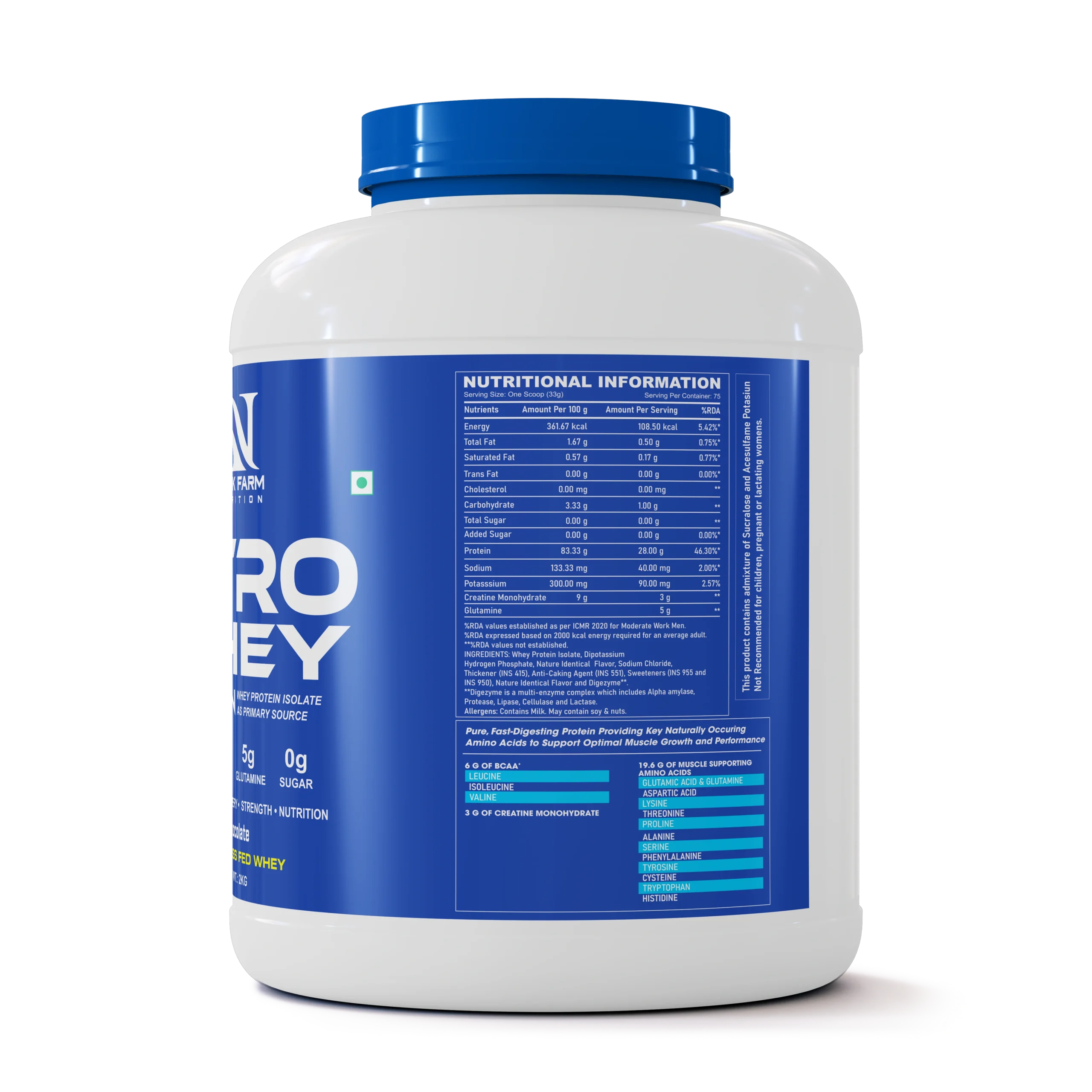 Greek Farm Nutrition Nitro Whey Protein – Chocolate (2 kg)With Bag & Shaker - Image 2